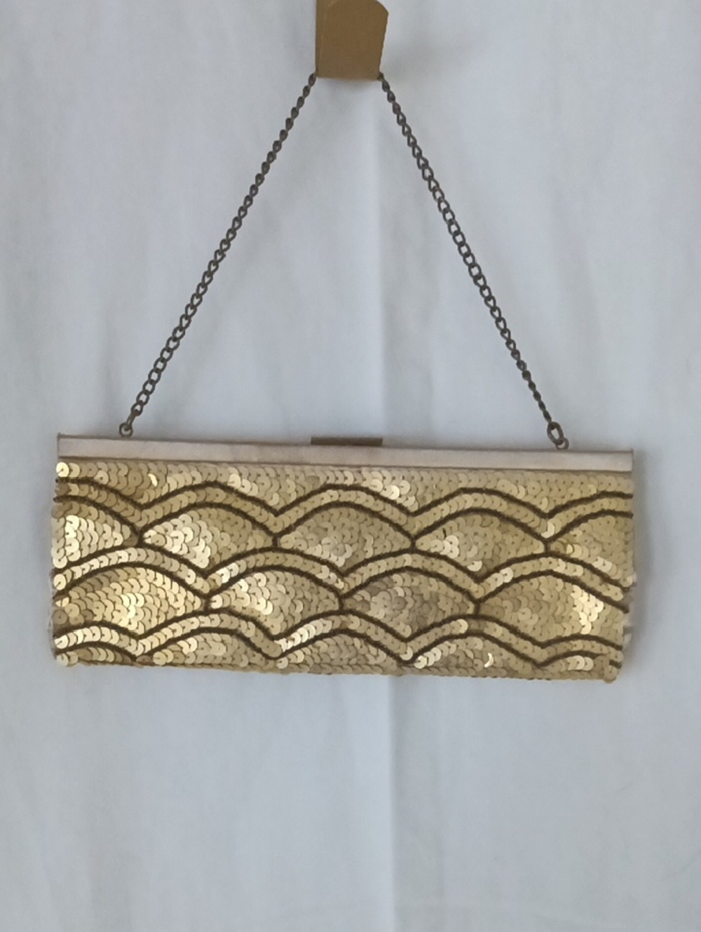 Banana Republic Gold Sequin Clutch with Wave Pattern